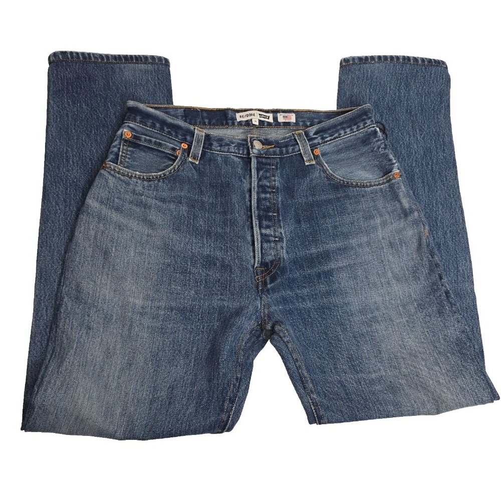 RE/DONE Levis 70's Straight Leg Jeans 29 Indigo Button Fly Denim NEW $395 Womens